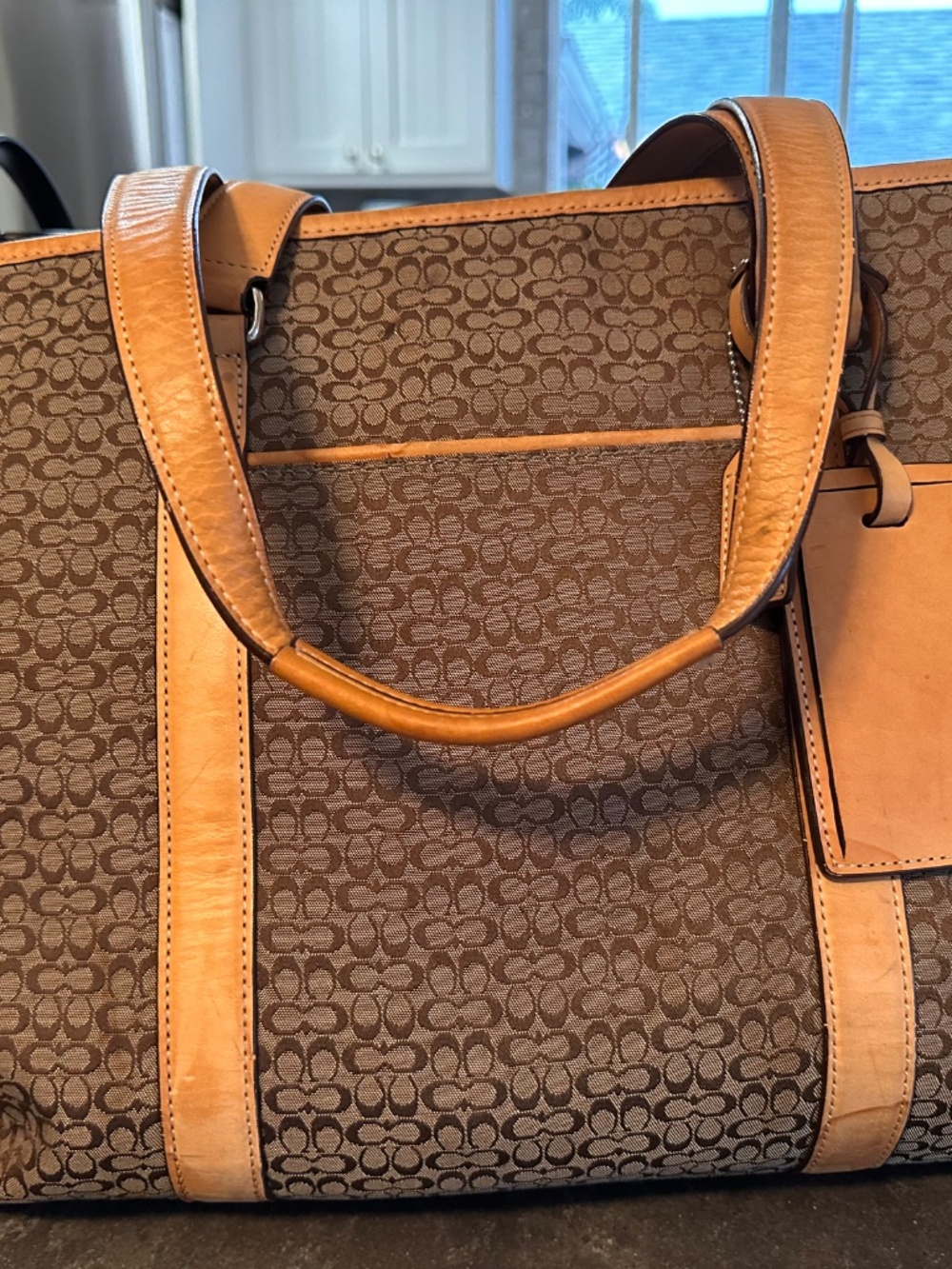 Coach F77012 Vintage XL Signature C Canvas Tote Bag with Vachetta Leather Trim - Picture 4 of 8